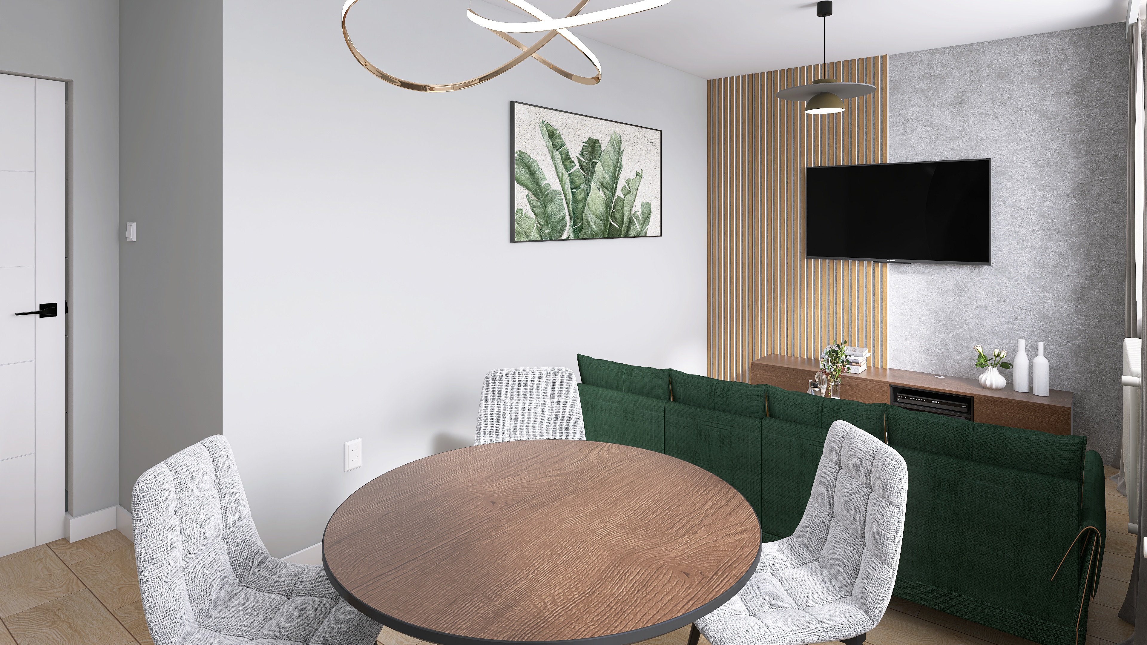 Wizualizacja salonu i jadalni